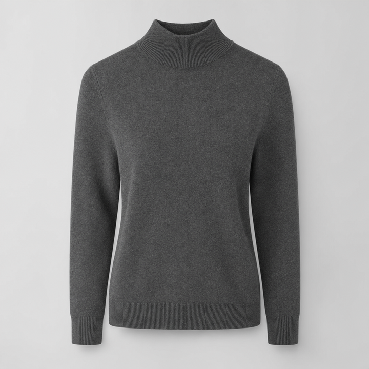 Damen Rollkragenpullover Detail: Weicher Strick & hoher Kragen. Eleganter Winterpullover in Anthrazit, warm & kuschelig.