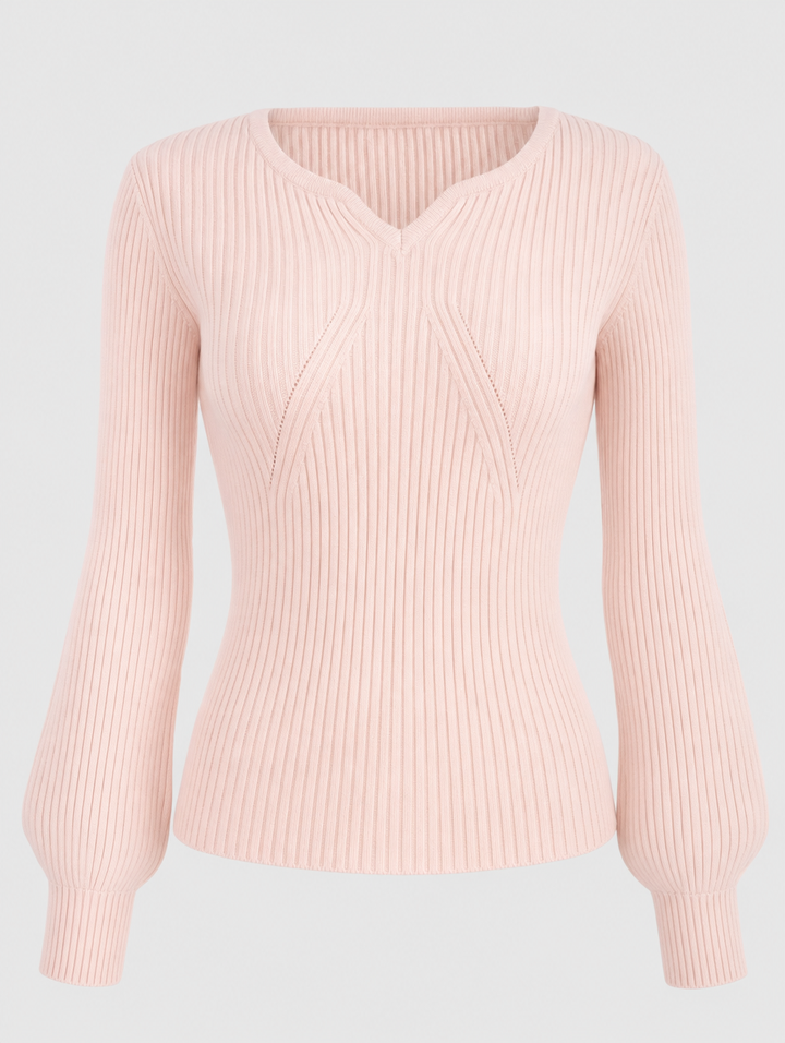Damen Pullover mit Ballonärmeln & feinem Strukturmuster. Ideal als warmes & elegantes Freizeit- oder Büro-Oberteil.