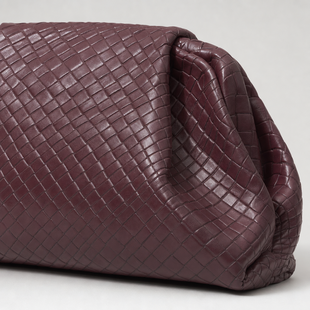 Bordeauxfarbene Damen-Clutch aus weichem Kunstleder, eine elegante Abendtasche. Modisches Accessoire für Stilbewusste.