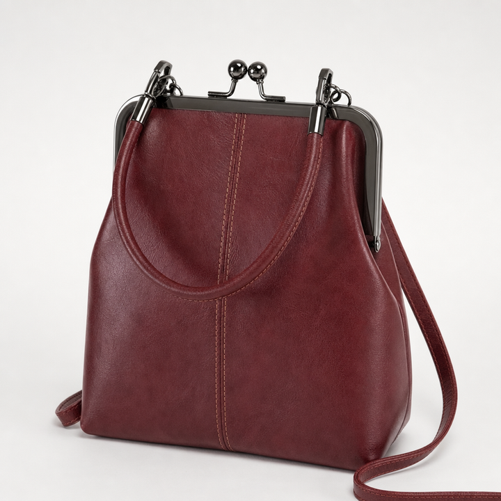 Modische Damen Bügeltasche mit Kussverschluss, im Vintage-Design, perfekt als elegante Handtasche für Frauen.