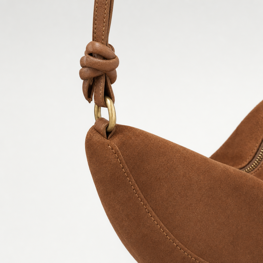 Modische Damen Sling-Tasche in Wildlederoptik; elegantes Accessoire, perfekt als Umhängetasche für jeden Anlass.