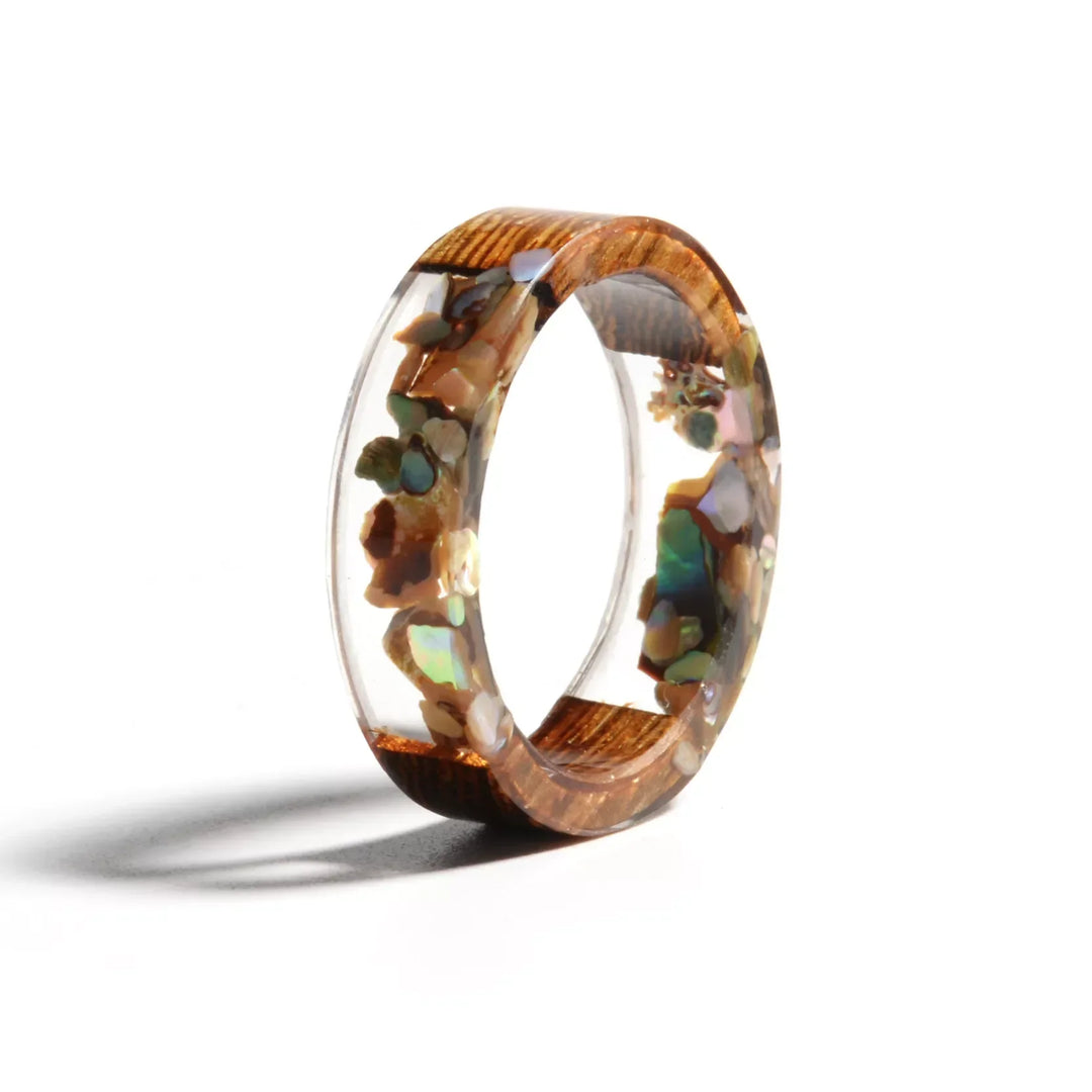 Kunstvoller Holzharz-Fingerring, handgefertigt; leuchtende Farben, unisex, für jeden Anlass.