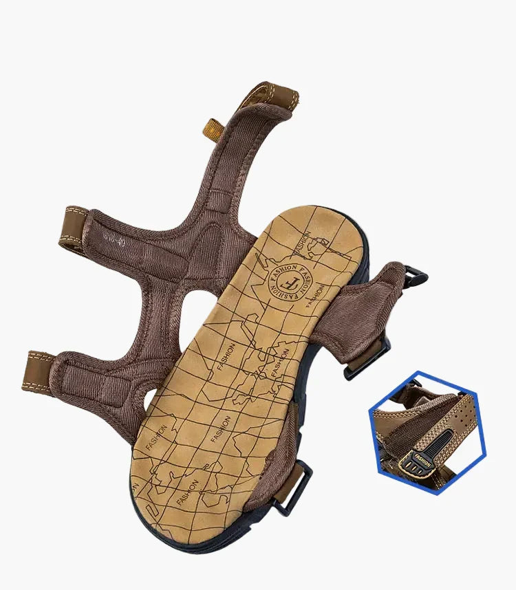 Komfortable Herren Sandale mit Klettverschluss, geeignet für Trekking, Outdoor und entspannte Sommertage.