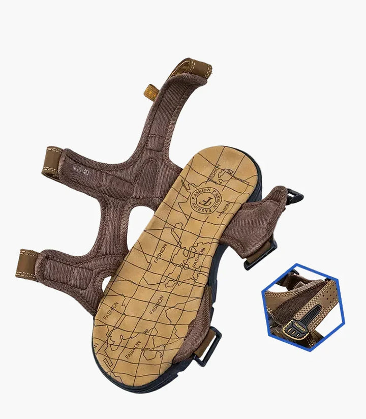 Komfortable Herren Sandale mit Klettverschluss, geeignet für Trekking, Outdoor und entspannte Sommertage.