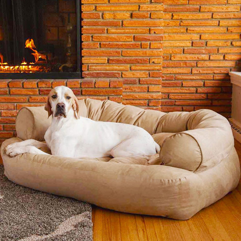 Waschbares, kratzfestes Hundebett, orthopädisch und beruhigend, idealer Schlafplatz für Haustiere.
