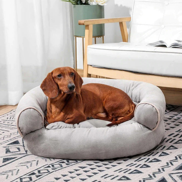 Luxuriöses orthopädisches Hundesofa, gelenkschonend und beruhigend für maximalen Hundekomfort.