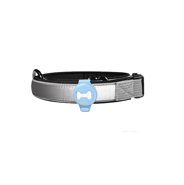 Kompakter GPS-Hundetracker am Halsband befestigt, für sorgenfreie Tierortung in Echtzeit.