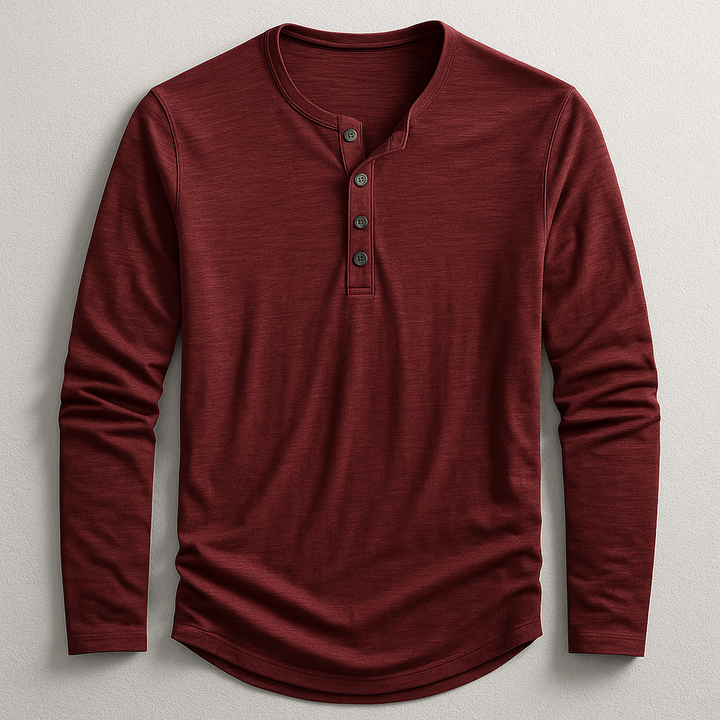 Vielseitiges Basic Herren Henley Langarmshirt für Frühling & Herbst. Modisch, atmungsaktiv & ideal für Lagenlooks.