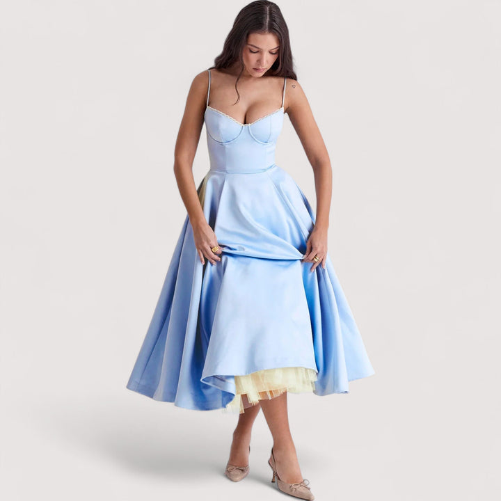 Modernes Partykleid für Damen, tailliert mit Korsett-Design, perfekt als Hochzeitsgast.