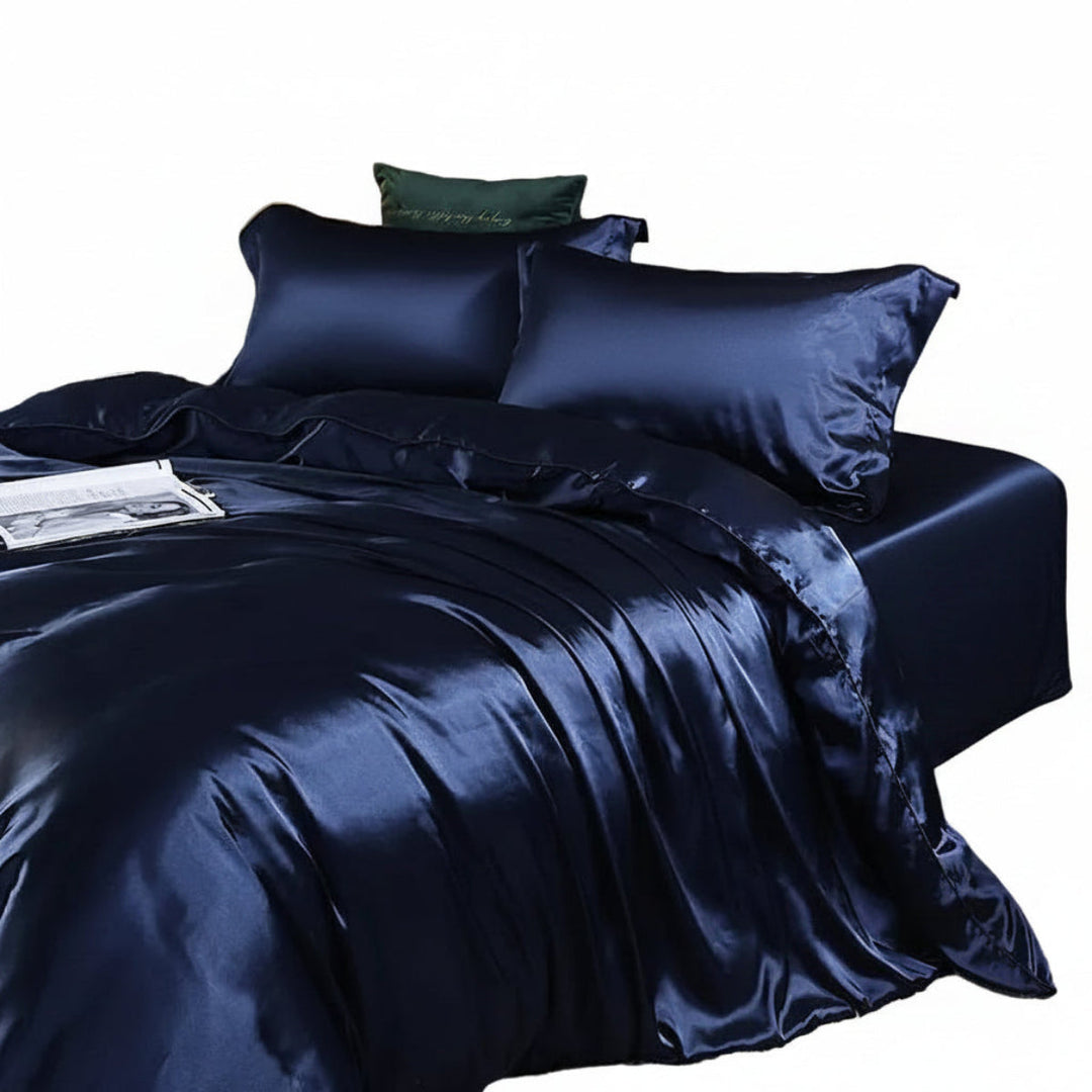 Hochwertiges 4-teiliges Doppelbett Bettwäsche-Set in Uni-Farbe, für erholsamen und luxuriösen Schlaf.