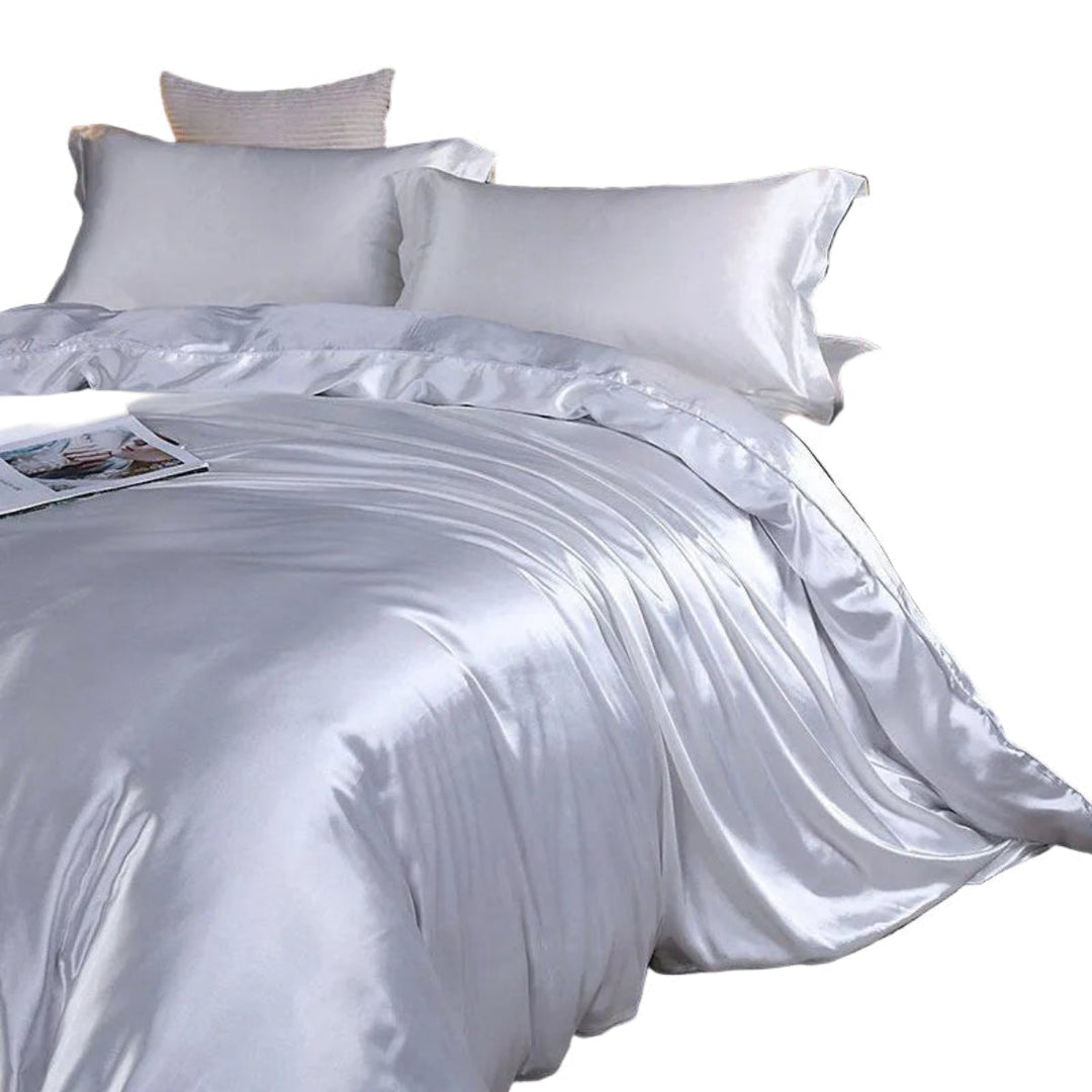 Schlichtes und elegantes 4-teiliges Bettwäsche-Set, Luxus Hotel-Stil, für Komfort im Schlafzimmer, Uni-Farben.