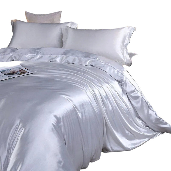 Schlichtes und elegantes 4-teiliges Bettwäsche-Set, Luxus Hotel-Stil, für Komfort im Schlafzimmer, Uni-Farben.