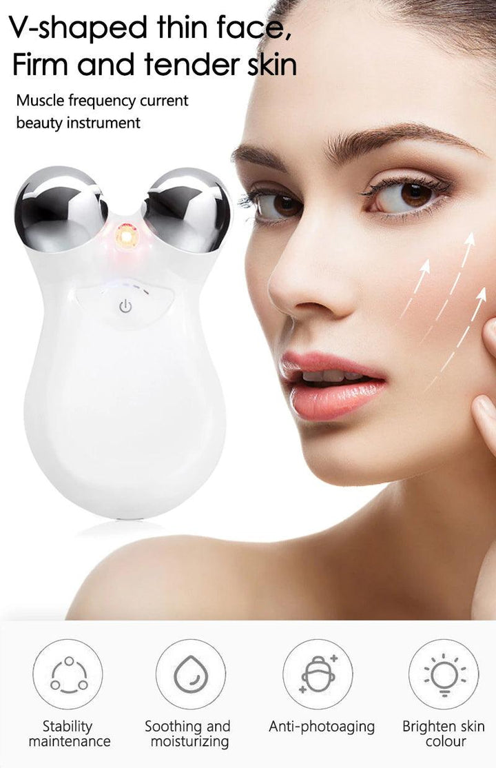 Mikrostrom-Gesichtsmassager gezielt gegen Falten, schlaffe Haut und Elastizitätsverlust.