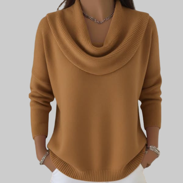 Stilvoller Damen Langarmpullover mit Wasserfallausschnitt, perfekt für Freizeit & Herbstmode mit elegantem Komfort.