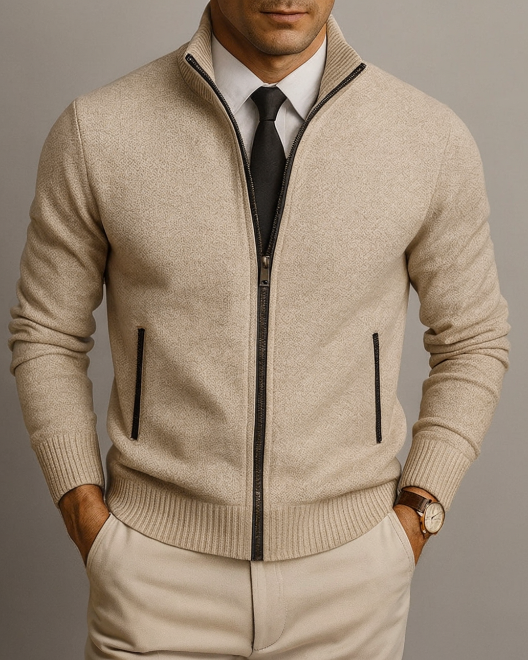 Modische Herren Strickjacke in Rot, elegant und bequem für Freizeit oder Business Casual Outfits.