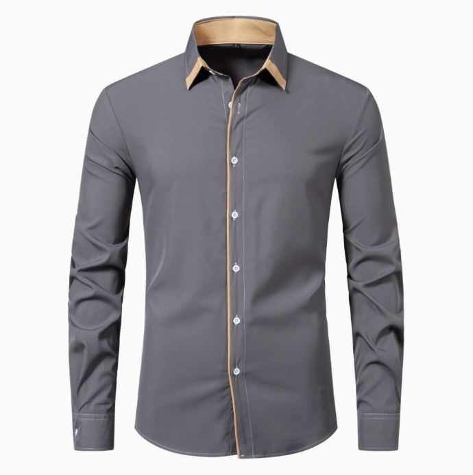 Vielseitiges Smart Casual Langarmhemd für Herren mit dezentem Kontrast. Perfekt für Freizeit & Alltag.