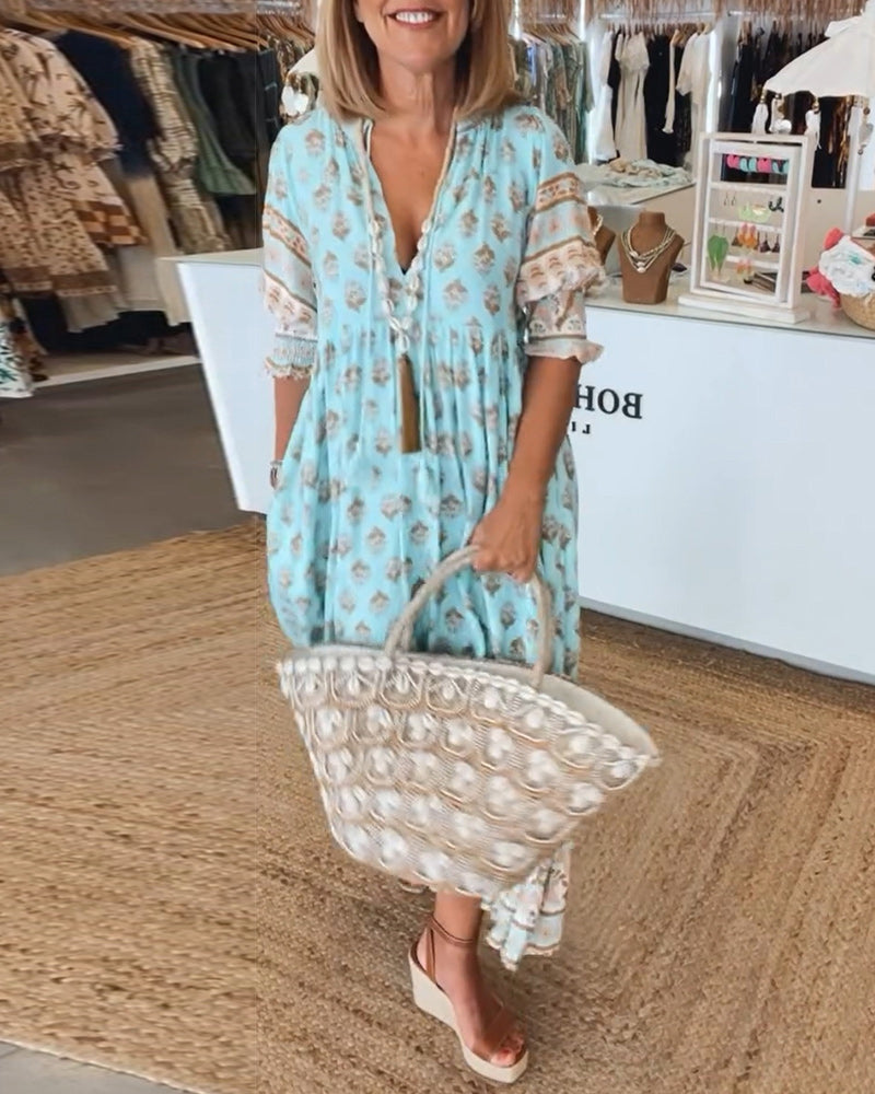 Rosa, leichtes Damen Sommerkleid Fleur. Fließendes Midi-Kleid, perfekt als elegantes Freizeit-Outfit im Sommer.