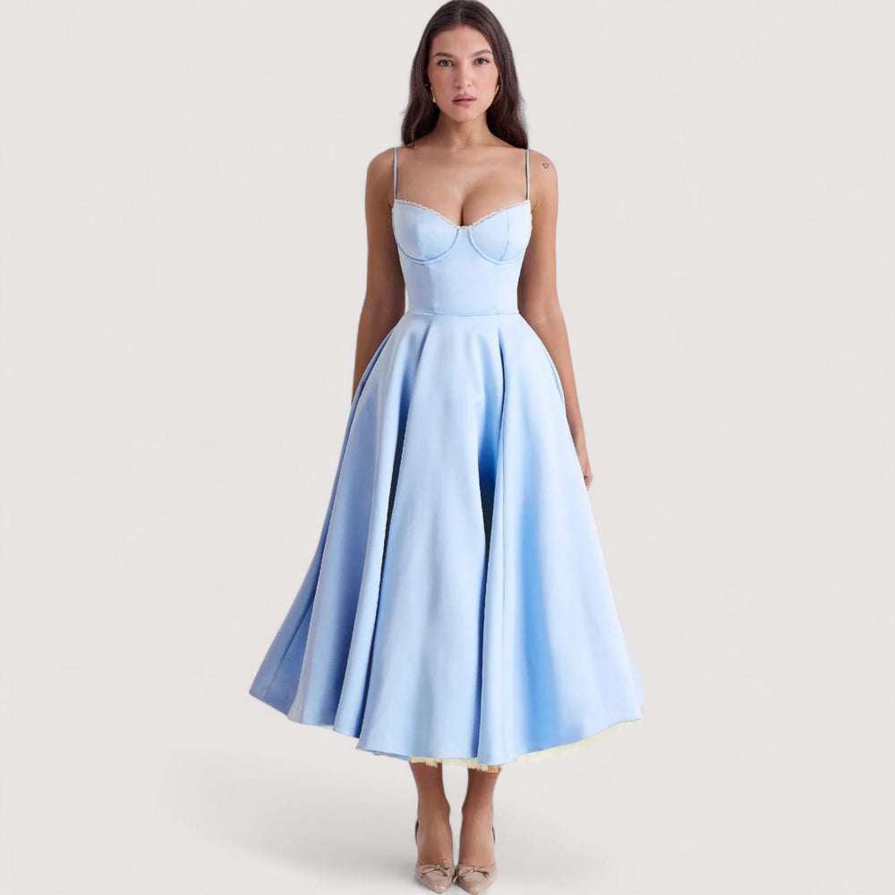 Schickes figurbetontes Damenkleid für den Sommer, mit stilvollem Korsett-Look & vielseitig.