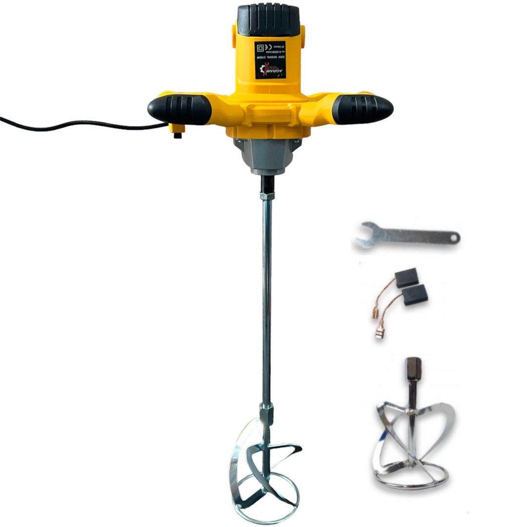 Leistungsstarker 2400W Baumischer für Mörtel, Zement und Farbe; ideal für professionelles Mischen auf der Baustelle.