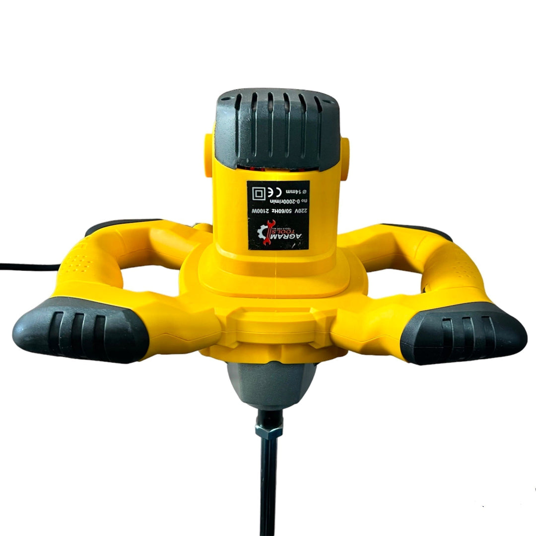 Robuster Mörtelmischer und Farbmischer 2400W, perfekt für Heimwerker und Baustelle; mischt Gips & Beton effizient.