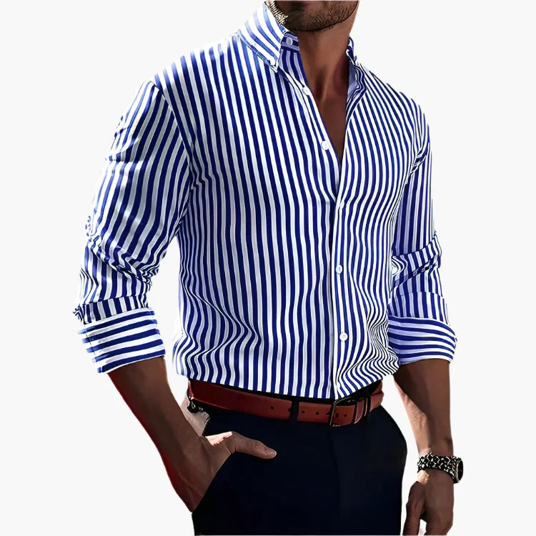 Elegantes Herrenhemd mit feinen Streifen, vielseitiges Langarmhemd für Business & Smart Casual.