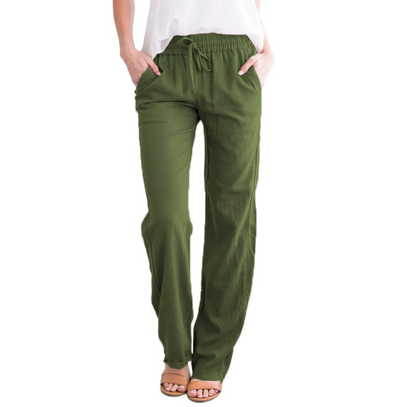 Stylische, einfarbige Damen Sommerhose mit weitem Bein. Atmungsaktiv & bequem, perfekt für Frühling & Urlaub.