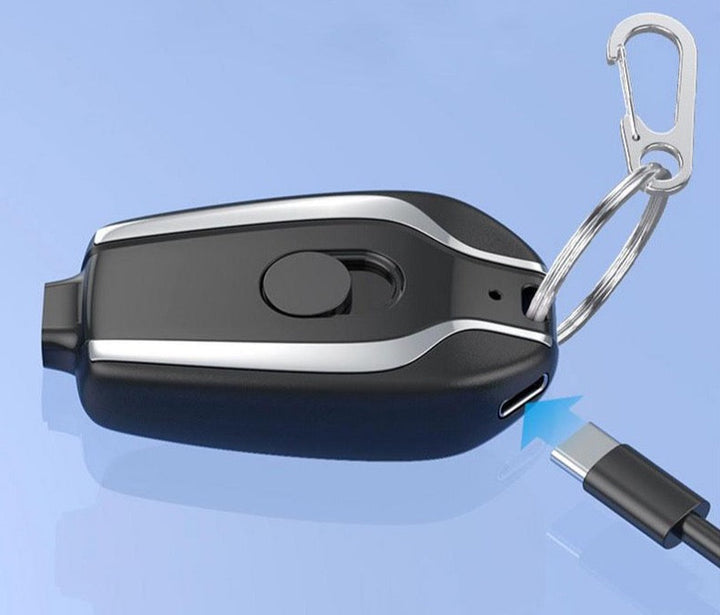 Tragbare Mini-Powerbank für iPhone & Type-C, ideal für unterwegs. Kompaktes Notfall-Ladegerät für Smartphones.