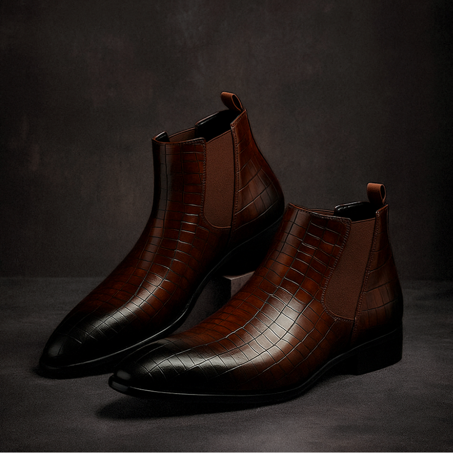 Elegante Slip-On Herren Chelsea Boots mit gepolsterter Innensohle. Ideal für Business & Abendmode.