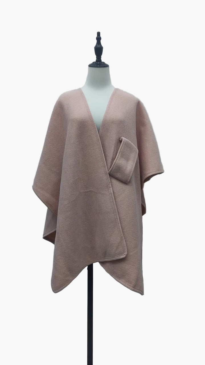 Damen Poncho-Schal, stilvoll drapierter Wollmix, zeitloses Design für jeden Anlass & jede Jahreszeit.