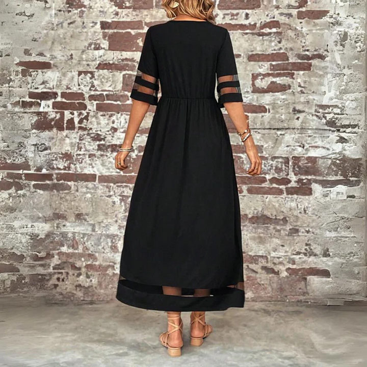 Figurschmeichelndes Damen Midi-Kleid, Rot, mit Bauchweg-Effekt. Ein elegantes und bequemes Freizeitkleid.