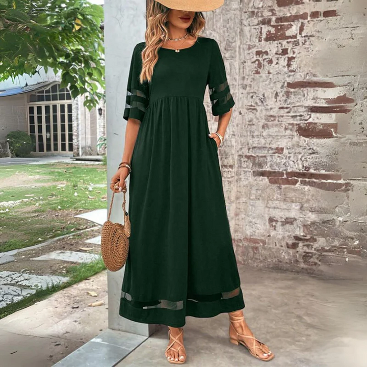 Grünes figurbetontes Midi-Kleid für Damen, mit Bauchweg-Effekt, perfekt als Alltagskleid oder für Partys.