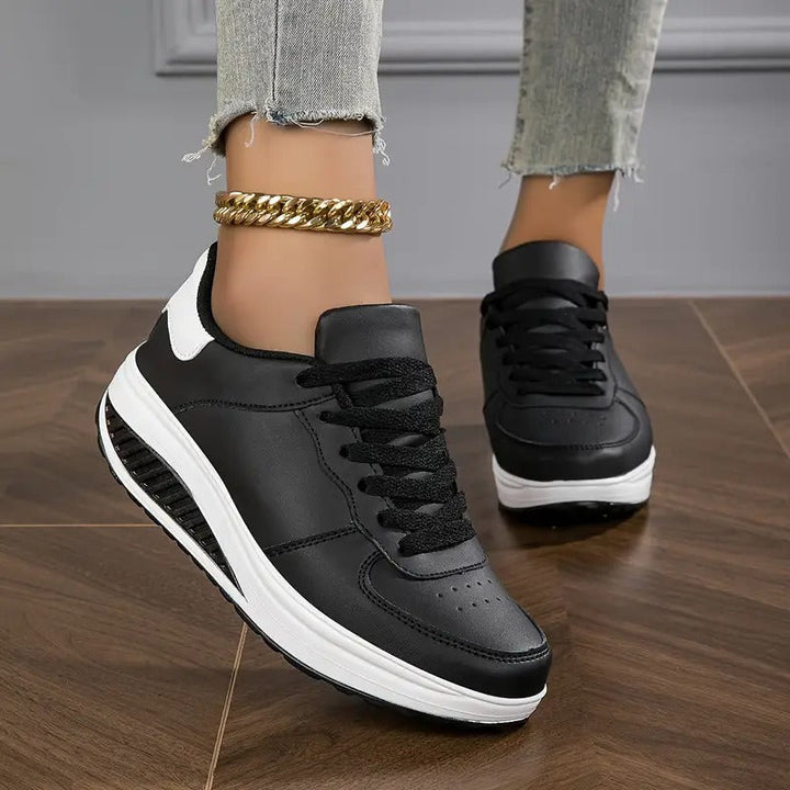 Detailaufnahme: Bequemer Damen Schnürschuh aus atmungsaktivem Material, ideal für Alltag und Freizeit.