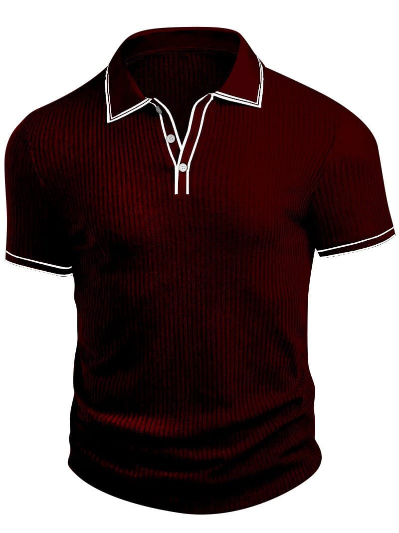 Weißes, schlichtes geripptes Polo für Herren; zeitlos, ohne Logo, für Freizeit & Business.