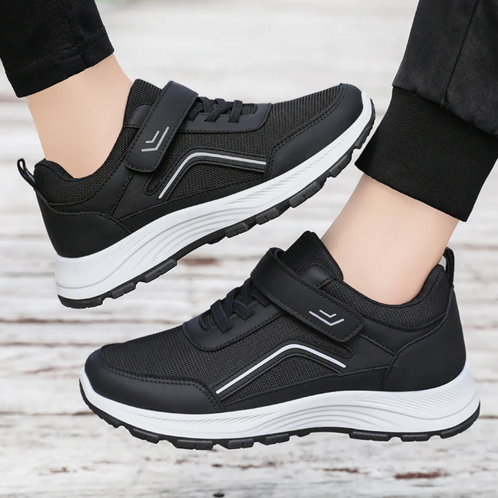 Graue ergonomische Damenschuhe, leicht & atmungsaktiv, für maximalen Komfort. Vielseitige Alltagsschuhe.