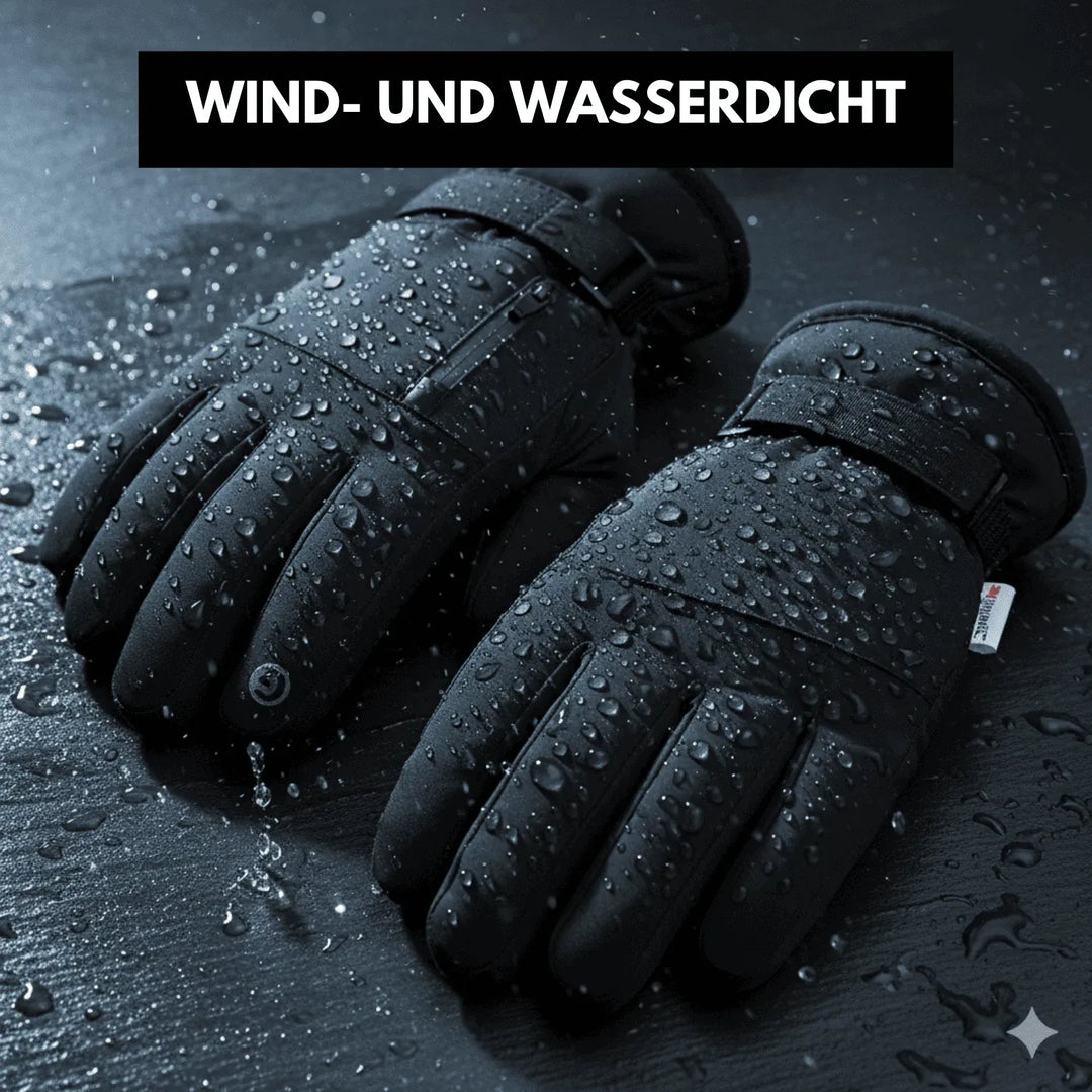 Paar robuste Thermo Extreme Handschuhe. Winddichte Winterhandschuhe mit griffiger Handfläche für Kälteschutz.