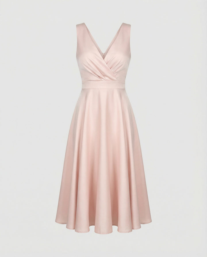 Schickes Partykleid Matilda für Damen, ärmellos, A-Linie, mit V-Ausschnitt und praktischem Reißverschluss.