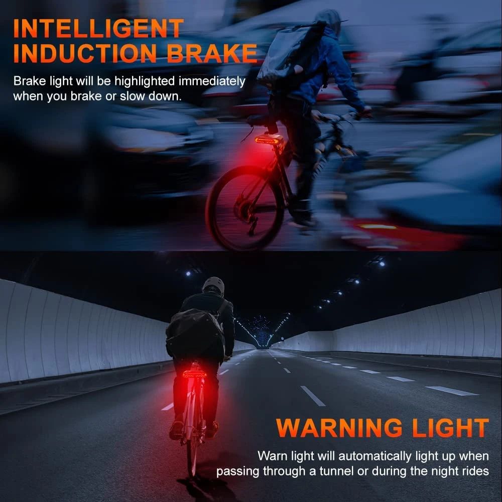 Detailansicht: Wasserdichter USB-Ladeport am Fahrrad Smart Rücklicht, Diebstahlschutz und LED-Licht.