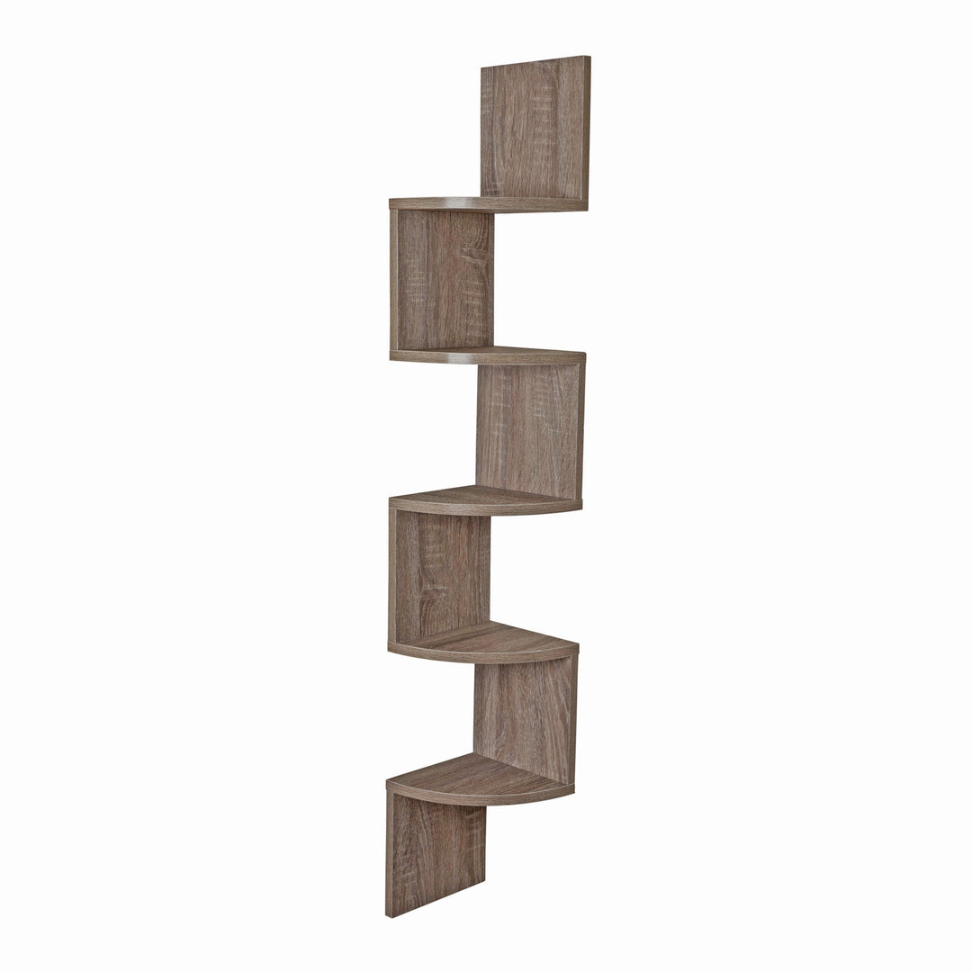 Zeitgemäßes Zickzack-Eckregal, perfekt für die Wandmontage, schafft neue Möglichkeiten der Dekoration.