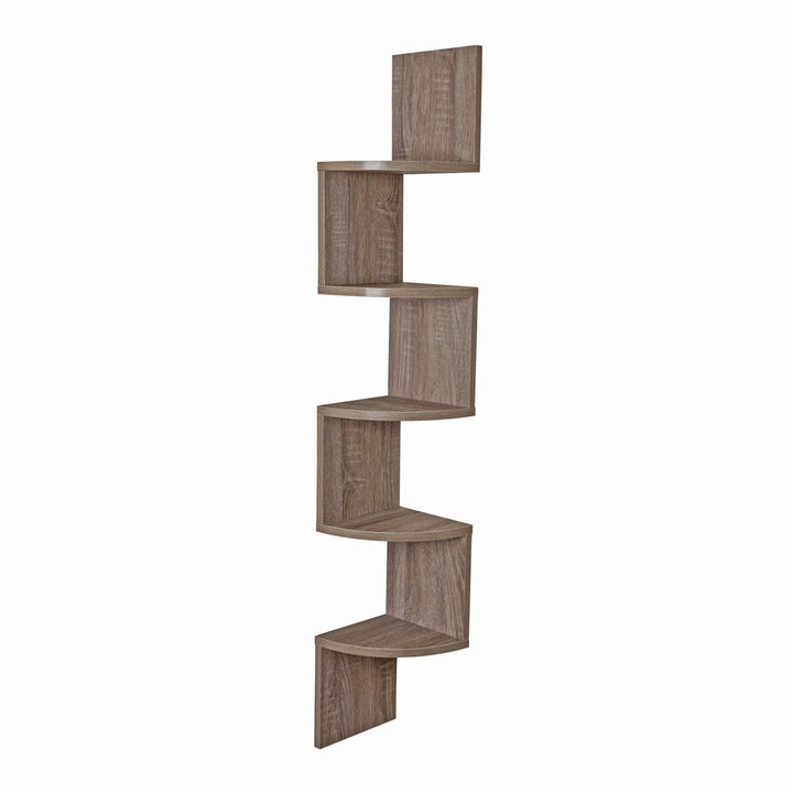 Zeitgemäßes Zickzack-Eckregal, perfekt für die Wandmontage, schafft neue Möglichkeiten der Dekoration.