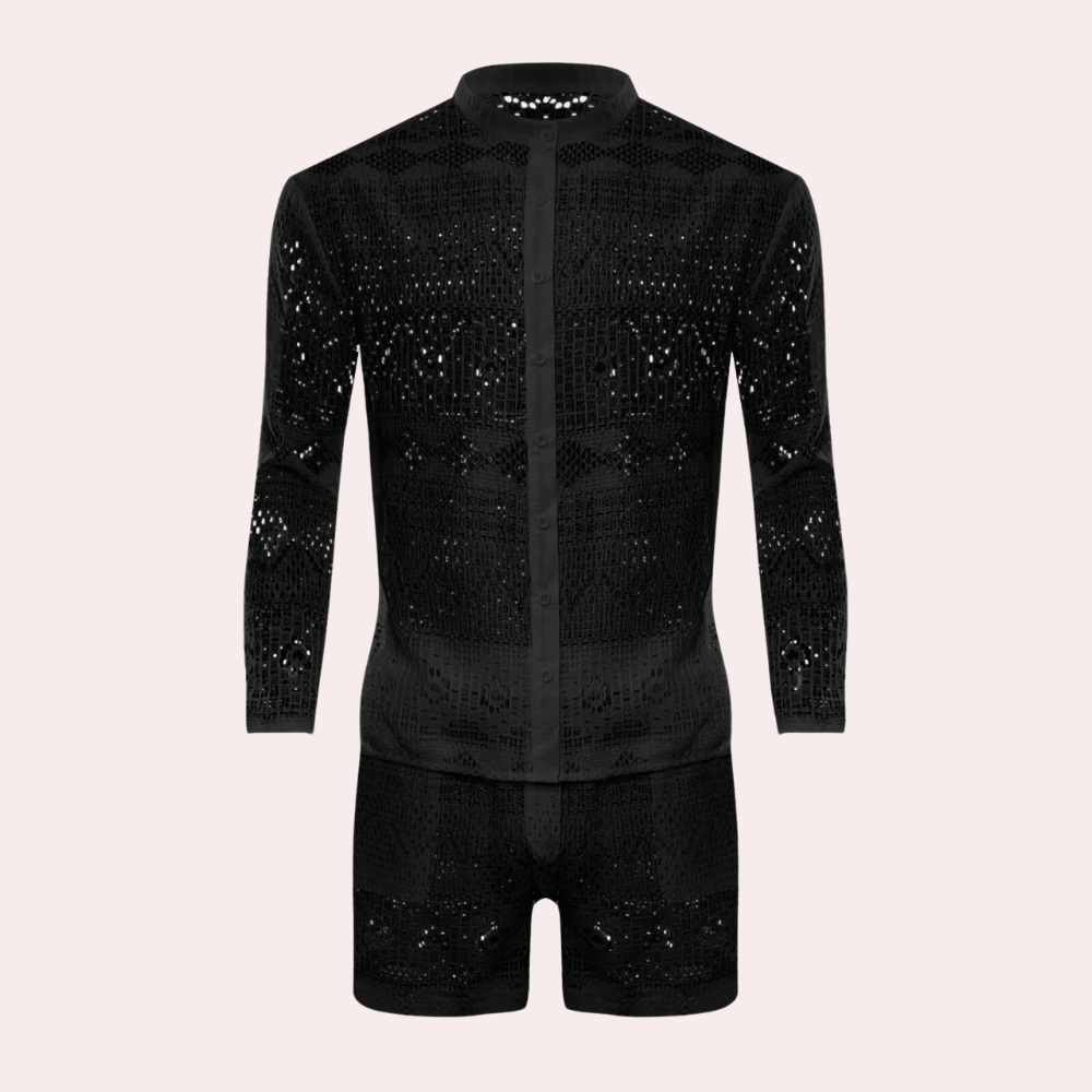 Stylisches Herren Sommershirt-Set. Komfortables Kurzarm-Hemd & Shorts, ideal für Strand, Urlaub und Freizeit.