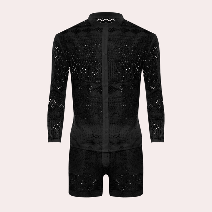 Stylisches Herren Sommershirt-Set. Komfortables Kurzarm-Hemd & Shorts, ideal für Strand, Urlaub und Freizeit.