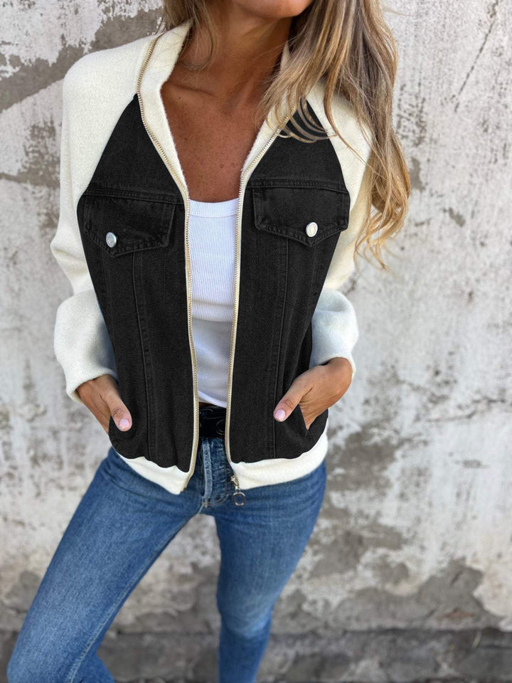 Bequeme Damen Freizeitjacke, moderne Herbst-Bomberjacke in Grau. Stilvoll für den lässigen Übergangslook.
