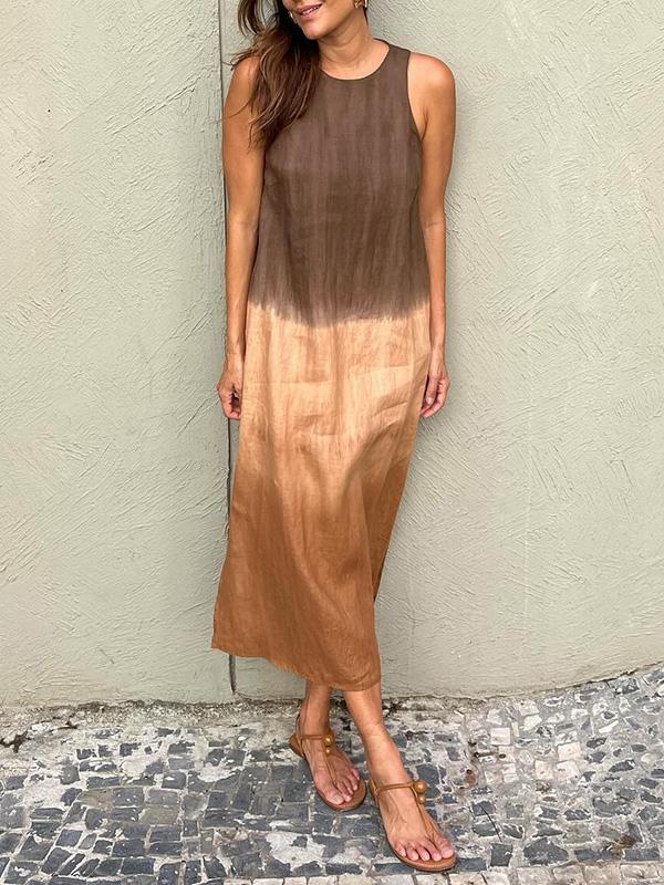Elegantes fließendes Maxikleid in Naturtönen, ideal für sommerliche Anlässe und besondere Momente.