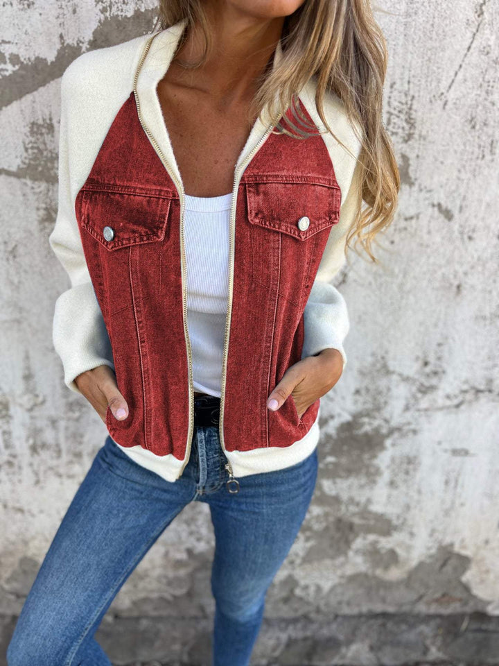 Modische Damen Herbst-Bomberjacke, trendige Freizeitjacke in Schwarz für stilvolle Übergangslooks.