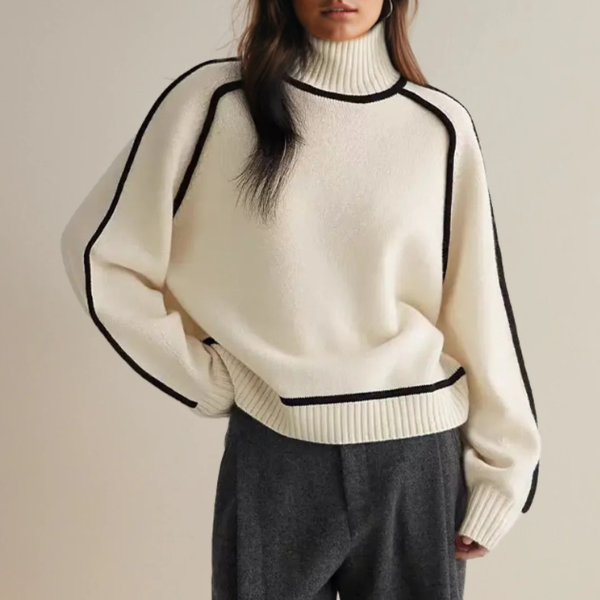 Modischer Damen Komfort Pullover für entspannte Tage oder elegantes Casual-Outfit. Basic Langarm-Strick.