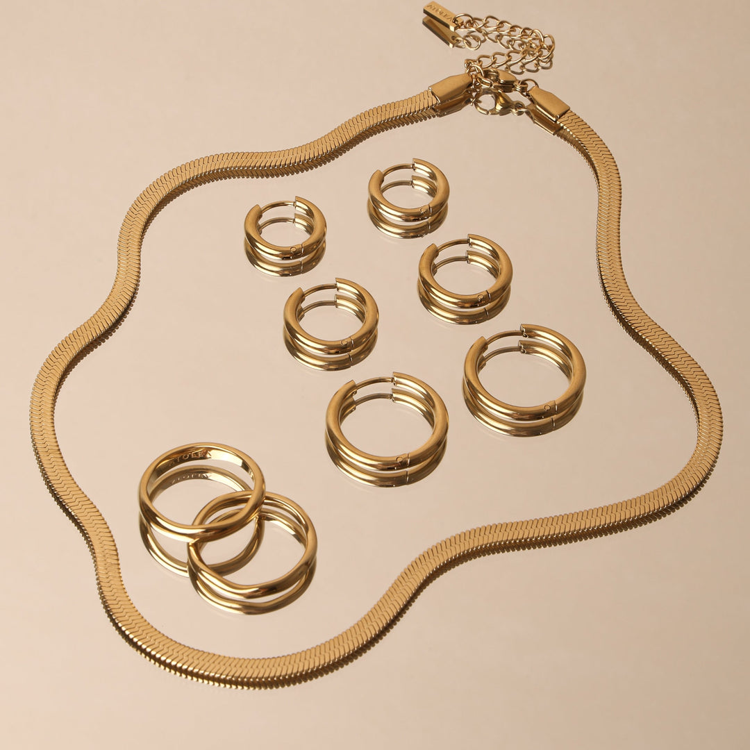 Modische Damen Herringbone Choker Halskette in Gold, rostfrei, hypoallergen & wasserdicht.