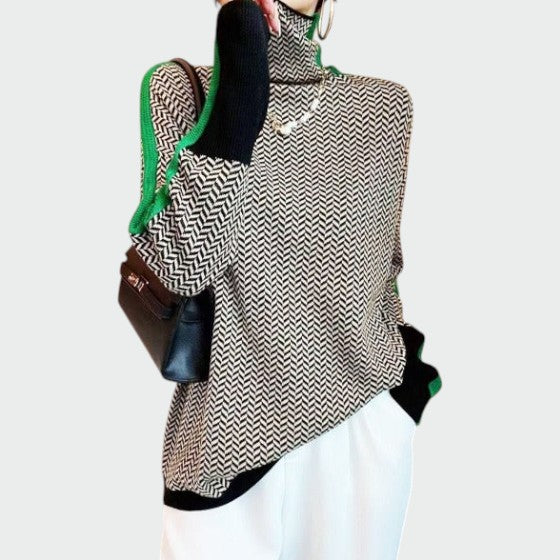 Warmer Damen Rollkragenpullover mit feinem Strukturmuster; ein modischer Strickpullover für kühle Tage.
