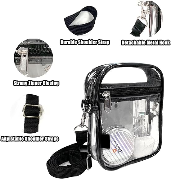Praktische durchsichtige Unisex Crossbody Tasche für schnelle Sicherheitskontrollen bei Events & Stadien.