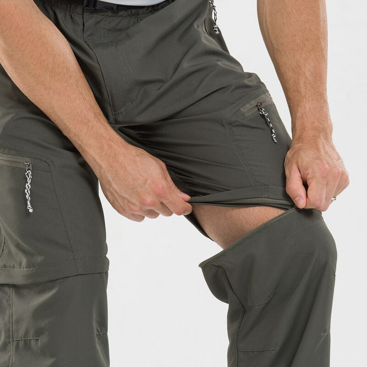 Khaki Herren Cargohose, abzippbar zur kurzen Hose, optimal für Outdoor, Wandern und Camping.