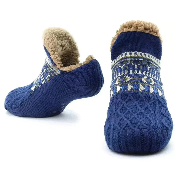 Kuschelige Wintersocken für sie & ihn. Rutschfeste Komfortstrümpfe in Dunkelblau für entspannte Tage.